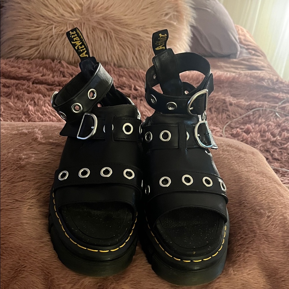 Dr. Martens Black Eyelet Sandals
